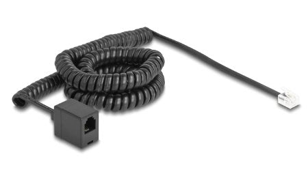Delock Telefoncable Spiralcable Rj11 Stecker Zu Rj11 Buchse Schwarz 5 M