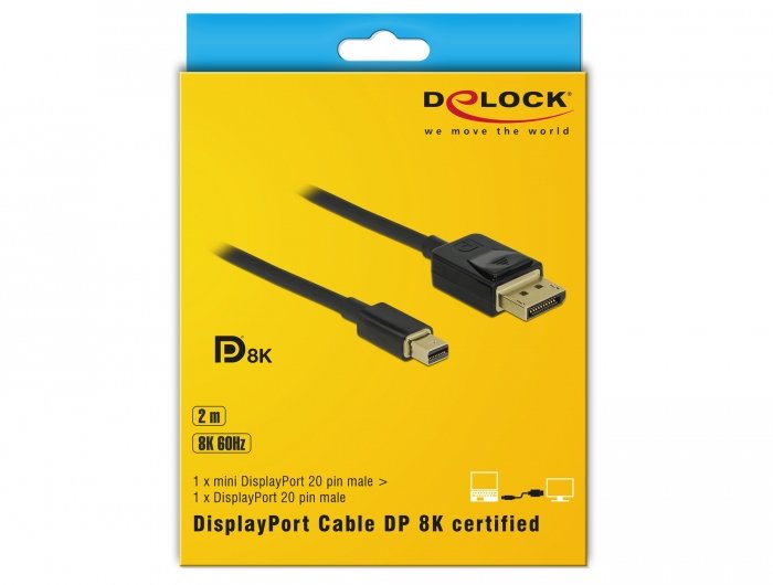 Delock Cable Mini Displayport 1.4 Macho > Displayport Macho 2,0m