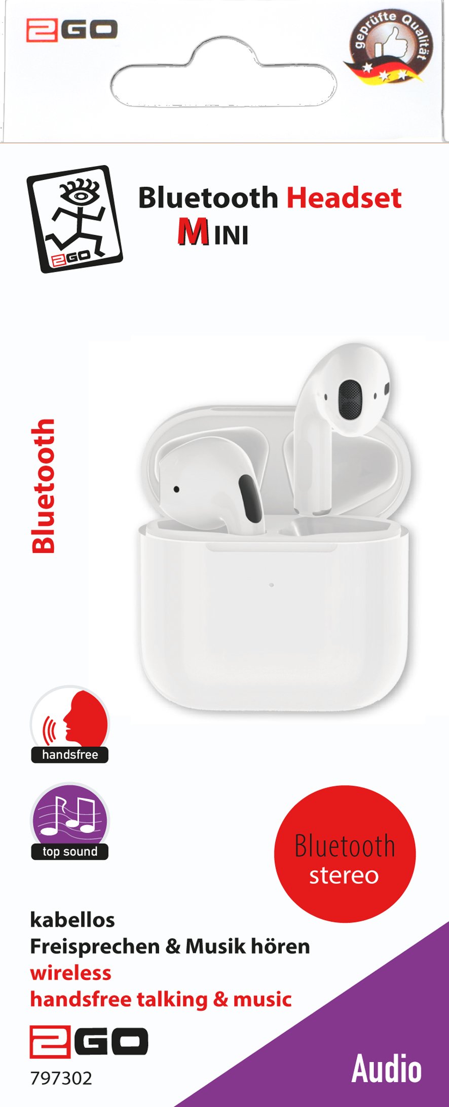 EAN 4010425973021 - 2GO TWS Mini Auriculares Inalámbrico Dentro de oído Llamadas/Música Bluetooth Blanco imagen 2