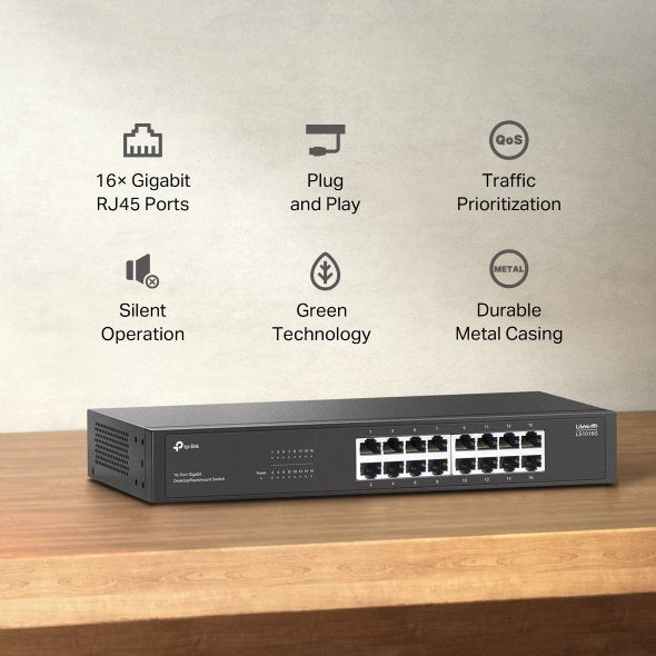 EAN 1210002602037 - TP-Link LS1016G switch No administrado Gigabit Ethernet (10/100/1000) Negro imagen 6