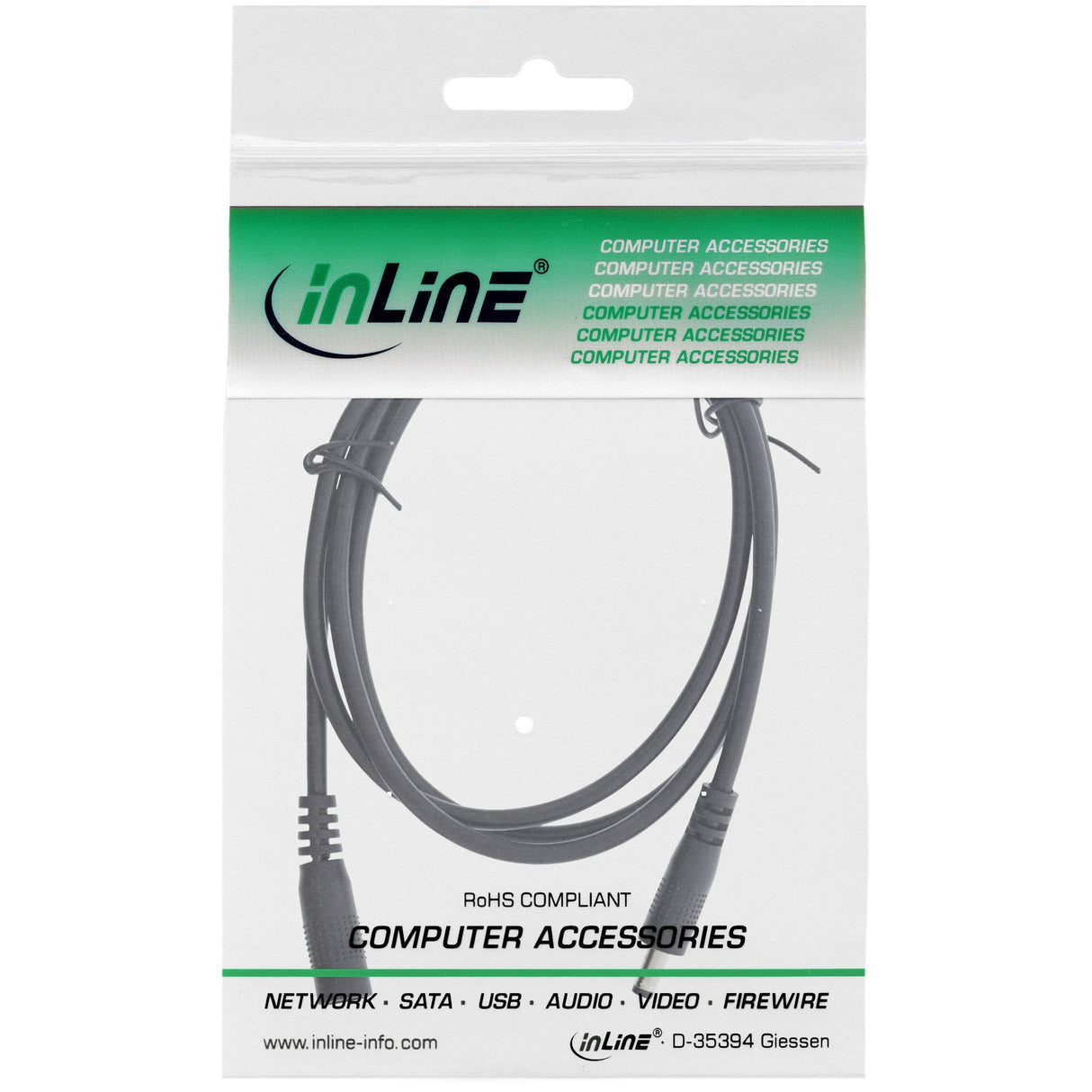 Cable De Extensión De Cc Inline, Enchufe De Cc Macho/Hembra 4,0x1,7 Mm, Awg 18, Negro, 2 M