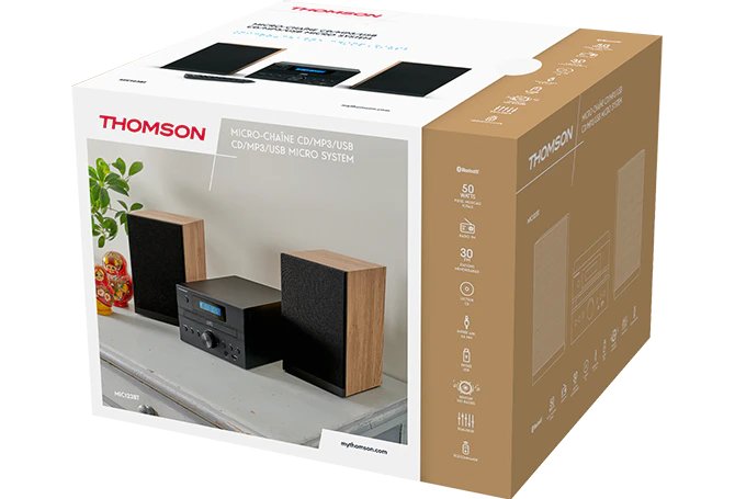 Thomson Micro Sound System Bt Radio Fm/Cd/Mp3/Usb Black Wood Finish Mic123bt