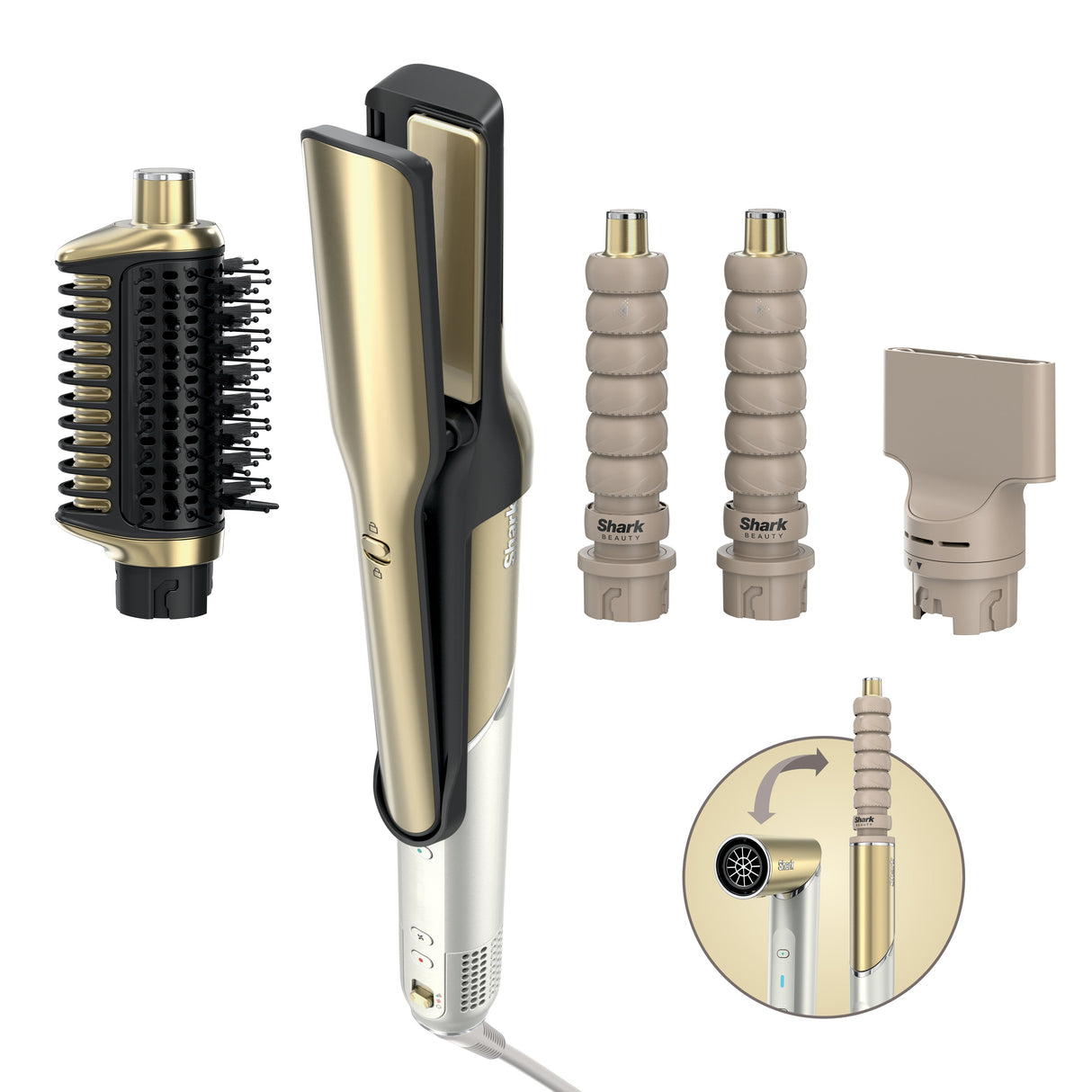 EAN 0622356360074 - Shark HD6051SEU Utensilio de peinado Herramienta de peinado con múltiples accesorios Airflow Oro 1400 W 2 imagen 2