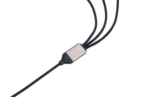 Troika Dreizack Pro Cable Usb 1,2 M Usb C Usb C/Micro Usb-A/Lightning Negro, Gris