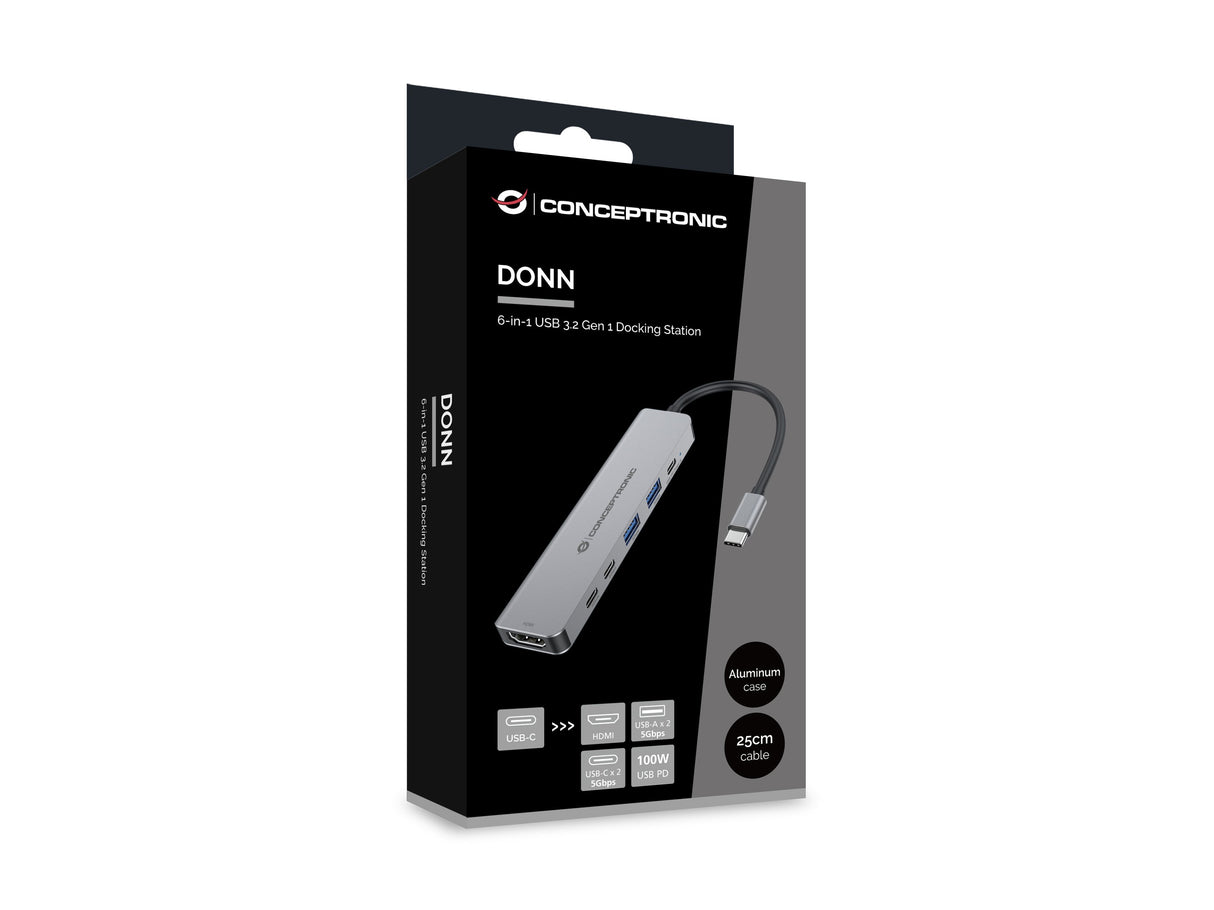 EAN 4015867241295 - Conceptronic DONN33G base para portátil y replicador de puertos Alámbrico USB 3.2 Gen 1 (3.1 Gen 1) Type- imagen 8