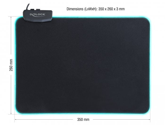 Delock 12554 Alfombrilla Con Iluminacion Rgb Usb 350 X 260 X 3mm