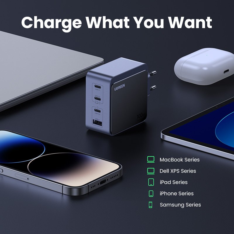 EAN 6941876230433 - Ugreen Nexode S 100W 4-Port GaN Fast Charger EU gray Ordenador portátil, Teléfono móvil, Portátil, Baterí imagen 9