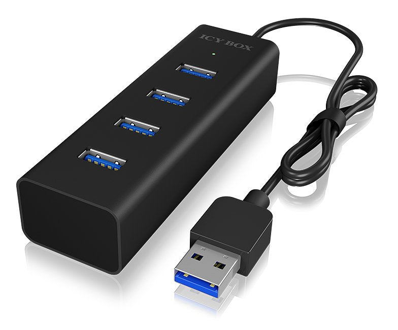 Icy Box Usb3.0 Hub Ib-Hub1409-U3 De 4 Puertos Tipo A, Negro, Alu