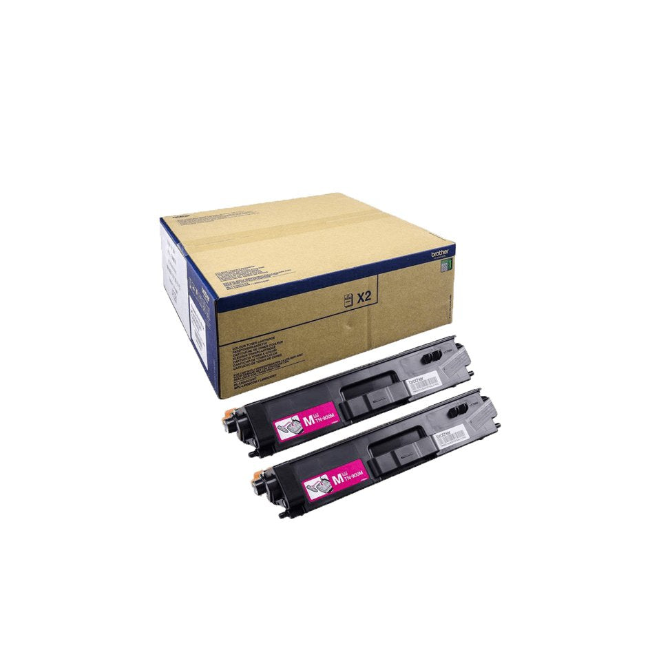Brother Tn900m Paquete De 2 Magenta Toner Original Para Brother Hl-L9200cdwt, Hl-L9300cdwt, Hl-L9300cdwtt, Mfc-L9550cdw, Mfc-L9550cdwt