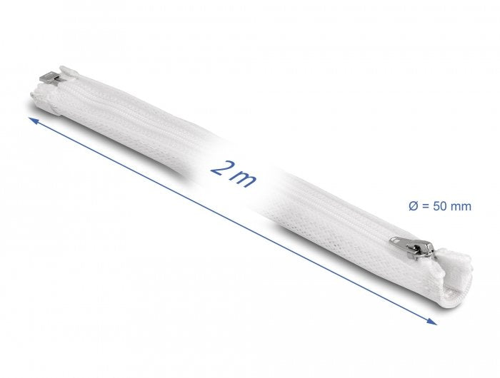 Delock 20829 Manga Trenzada Con Cierre De Cremallera Resistente Al Calor 2 M X 50 Mm Blanco