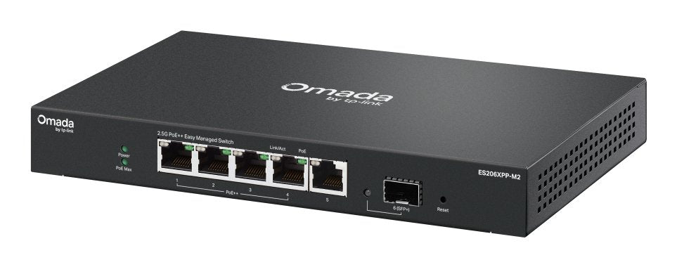 Switch No Gestionable Tp-Link Omada Es206xpp-M2 6p 5x2.5gb 1x10g Sfp+ Poe++ Smart Carcasa Metalica