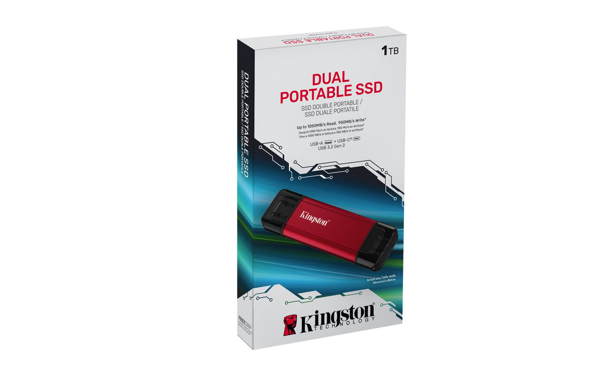 EAN 740617352221 - Kingston Technology Dual Portable USB Type-A / USB Type-C 3.2 Gen 2 (3.1 Gen 2) Negro, Rojo imagen 5