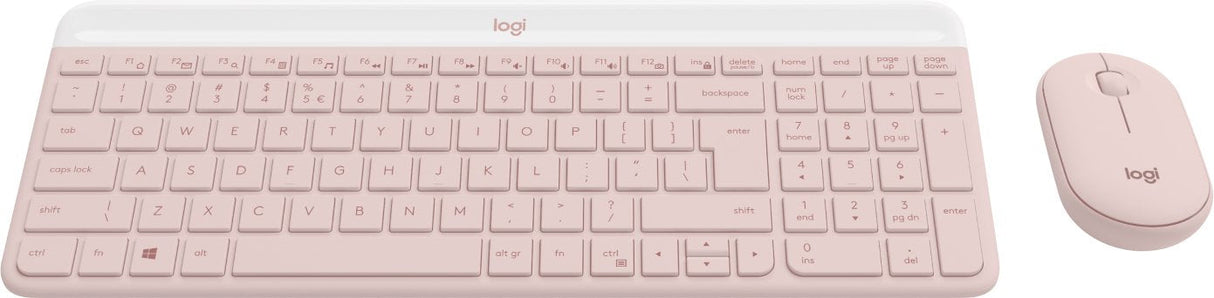 Teclado Ingles + Ratón Logitech Mk470 Slim Rf Inalámbrico Qwerty Internacional De Ee.Uu. Rosa