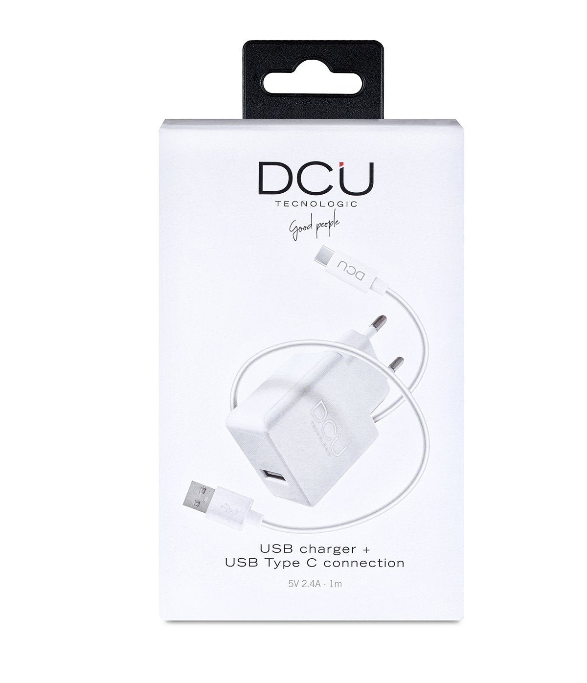 Dcu Cargador Blanco Pared 5v 2.4a + Cable Conector Usb A Tipo C 1m