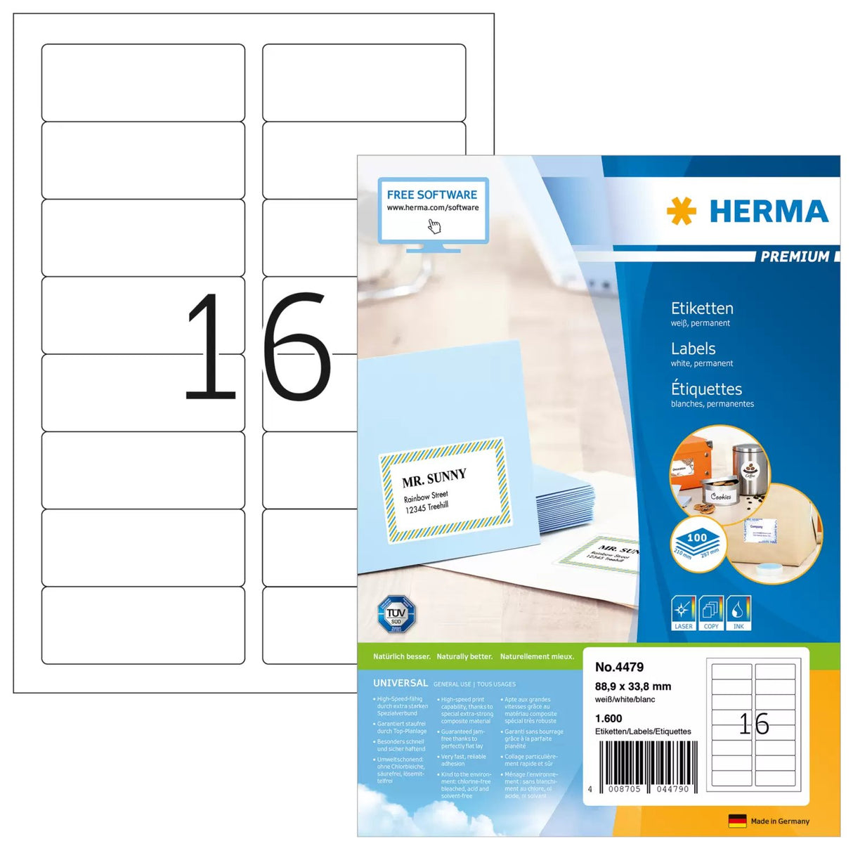 EAN 4008705044790 - HERMA 4479 etiqueta para dirección Blanco imagen 1