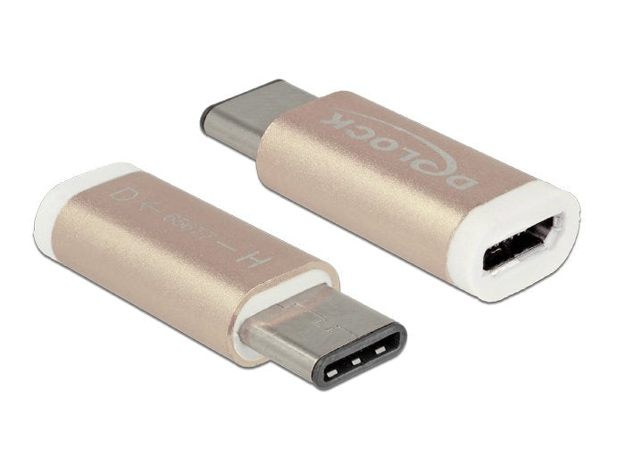 Delock Adaptador Usb 2.0 Micro-B Hembra > Usb Tipo-C 2.0 Macho Gold