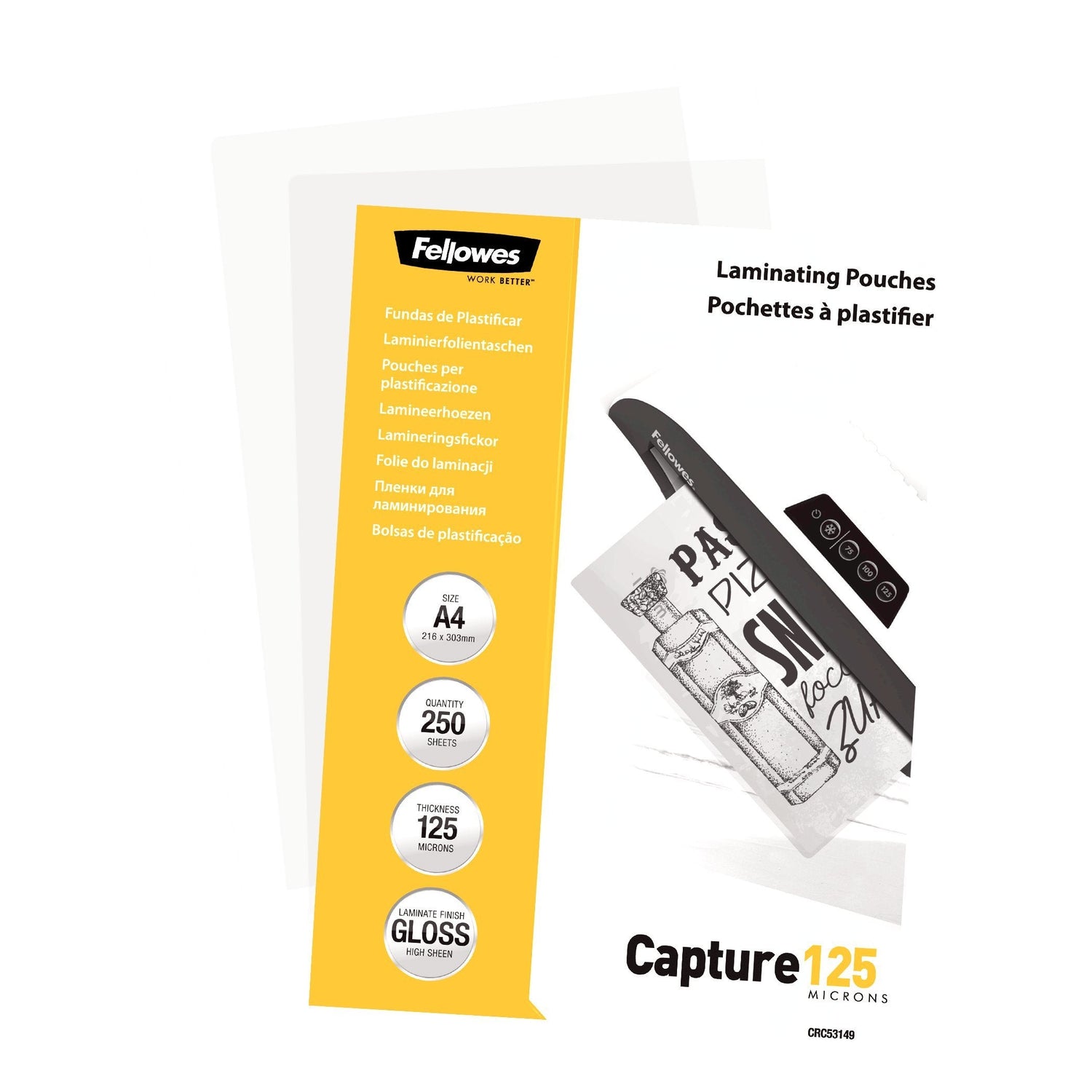 Fellowes Laminierfolie Capture A4 125mikron Glänzend 250p