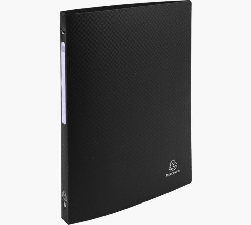 Exacompta Carpeta 4 Anillas 15mm Polipropileno Opaco Con Etiqueta En El Lomo A4 Negro