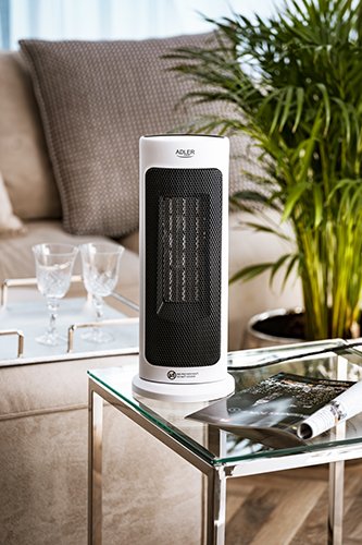 Adler Ad 7738 Tower Fan Ceramic Heater With Timer, Led, 2 Heating Powers: 1400w-2000w, White Black