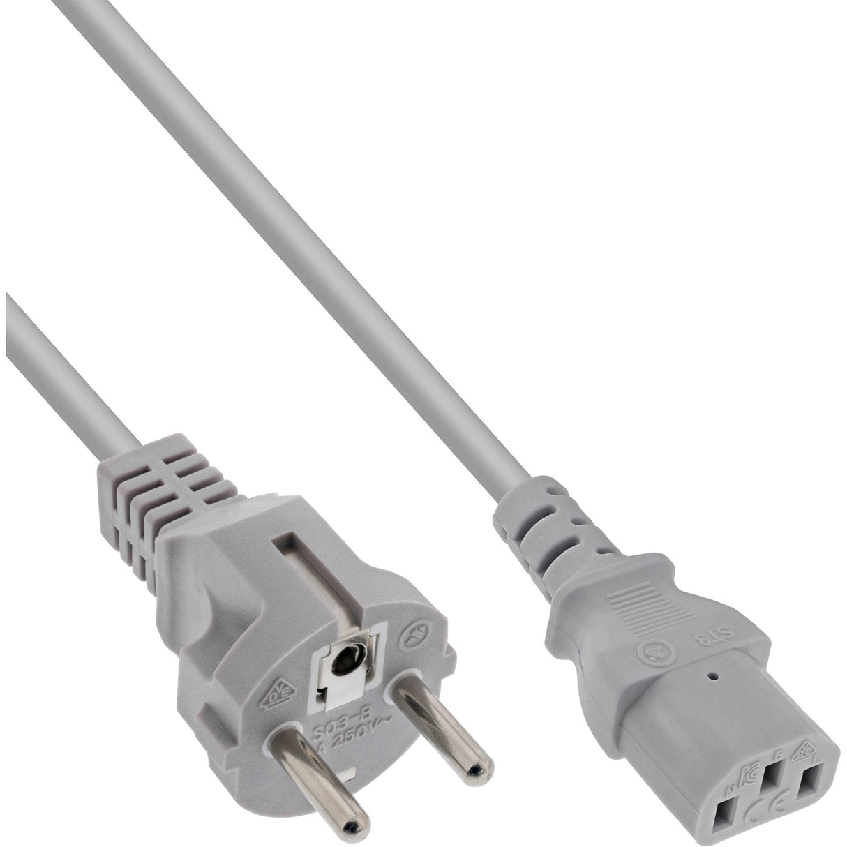 Cable De Alimentación Inline, Tipo F Recto A Conector Iec, 0,5 M, Gris