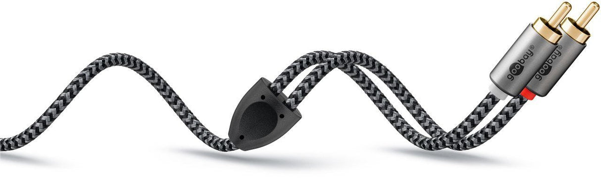 Goobay Más Cable De Cable Cinch Estereo Negro/Plateado, 5 Metros 65295