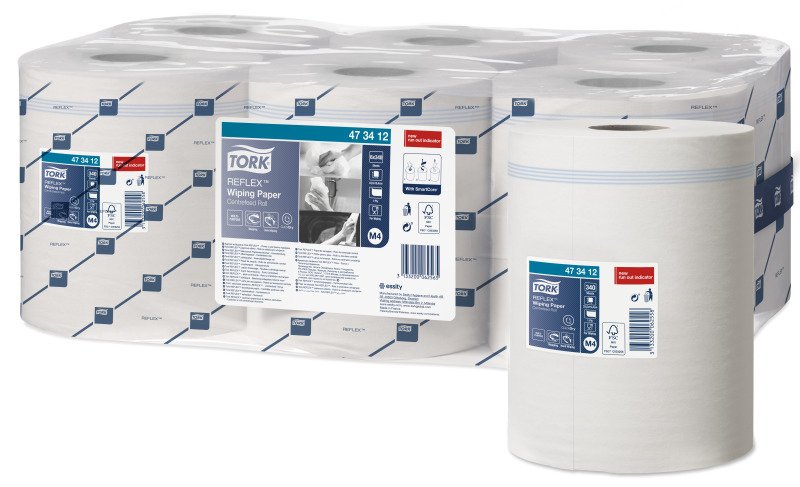 Tork Putztuchrollen Reflex Premium M4 1-Lagig Blanco, 340 Hojas, 6 Rollos