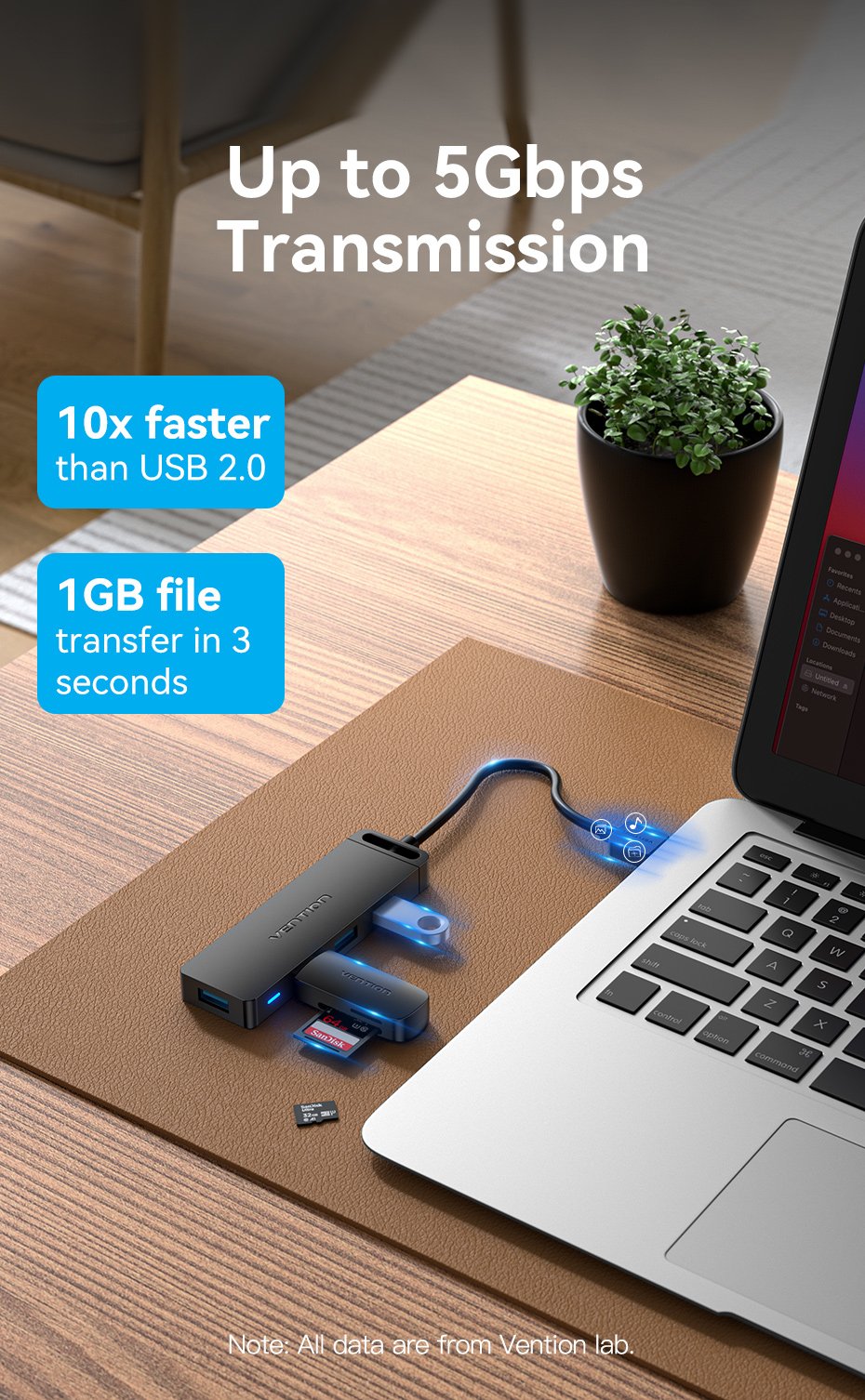 EAN 6922794746633 - Vention CHLBD hub de interfaz USB 3.2 Gen 1 (3.1 Gen 1) Type-A 5000 Mbit/s Negro imagen 19