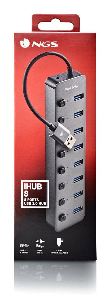 EAN 8435430624397 - NGS IHUB 8 USB 2.0 Type-A 5000 Mbit/s Negro imagen 4