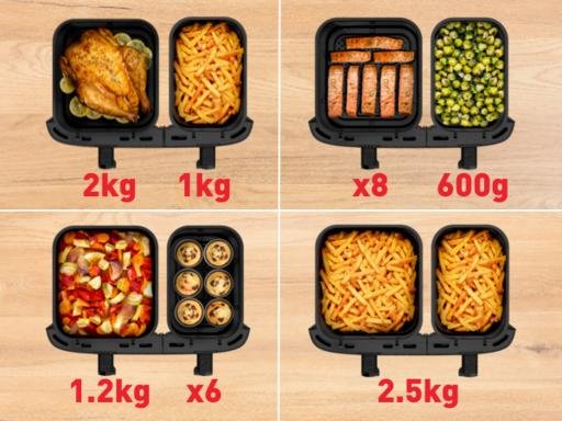 Freidora De Aire Moulinex Ez942hf0 Xxl Dual Easy Fry 11l 2020w Carbón Vegetal