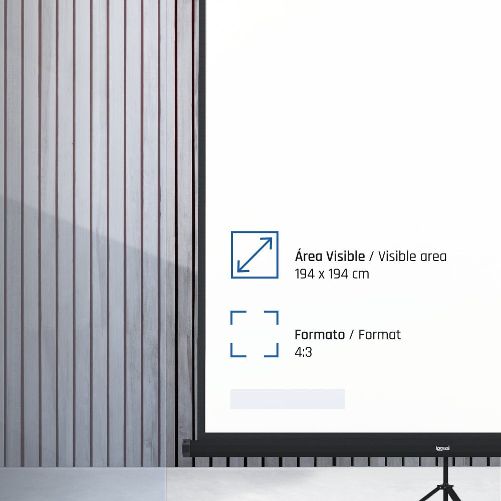 Iggual Pantalla Mural 200x200 Cm Con Trípode+Bolsa