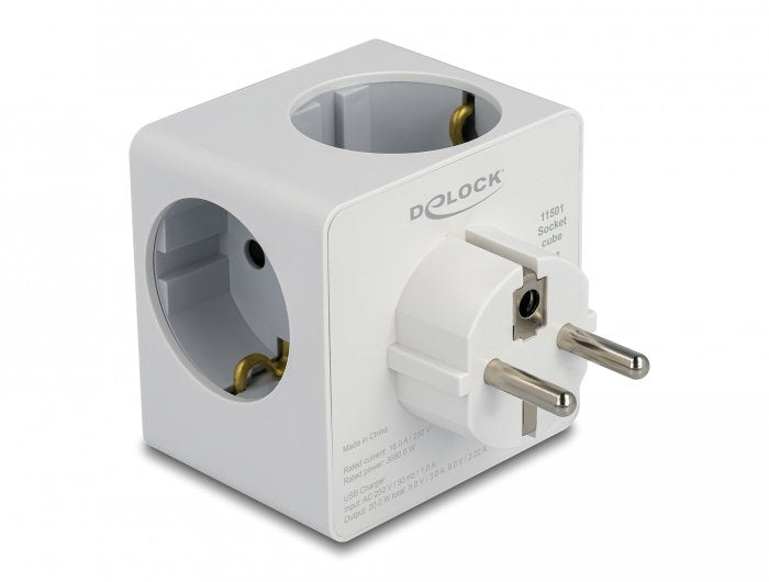Delock Cubo De Enchufe 3 Tomas Con Bloqueo Infantil