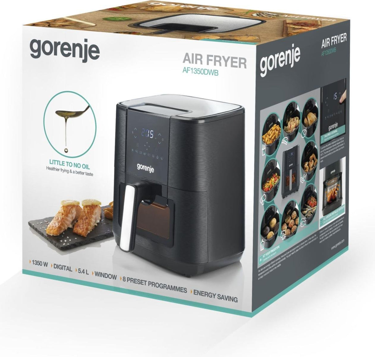 EAN 3838782695087 - Gorenje AF1350DWB Sencillo 5,4 L Independiente 1350 W Freidora de aire caliente Negro imagen 8