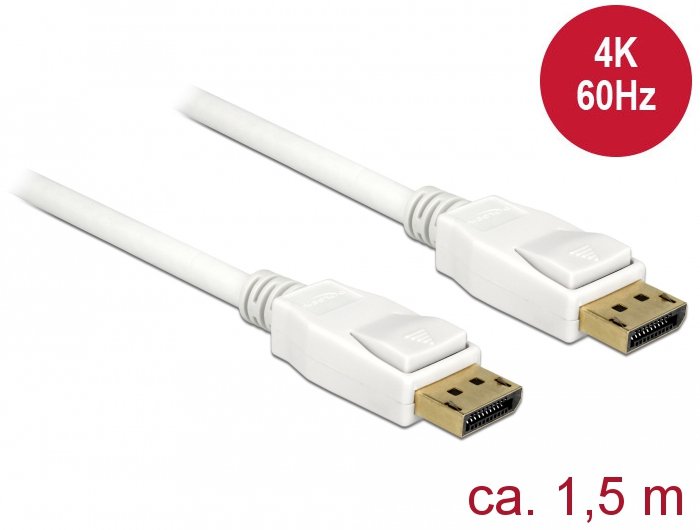 Delock 85509 Cable Displayport 1,5 M Blanco 4k 60hz
