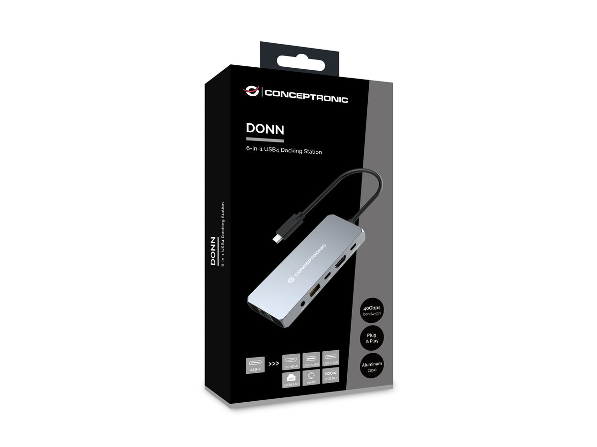 EAN 4015867231388 - Conceptronic DONN22G base para portátil y replicador de puertos Alámbrico USB 3.2 Gen 2 (3.1 Gen 2) Type- imagen 3
