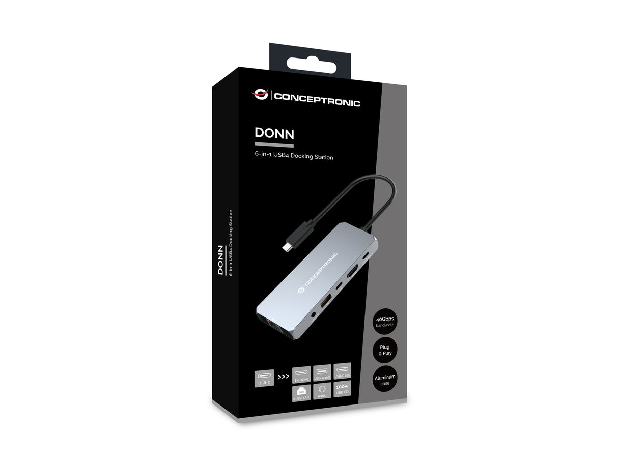 EAN 4015867231388 - Conceptronic DONN22G base para portátil y replicador de puertos Alámbrico USB 3.2 Gen 2 (3.1 Gen 2) Type- imagen 3