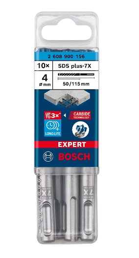 Taladro Percutor Bosch Expert Sds-Plus-7x, Ø 4 Mm, 10 Piezas (Longitud De Trabajo 50 Mm) 2608900156