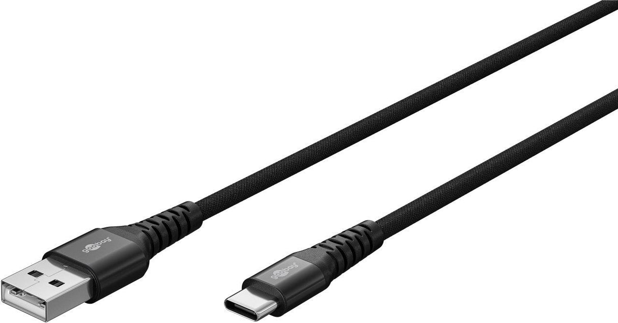Goobay Cable Textil Supersoft Usb 2.0, Conector Usb-A > Conector Usb-C Negro, 1 Metro 74526