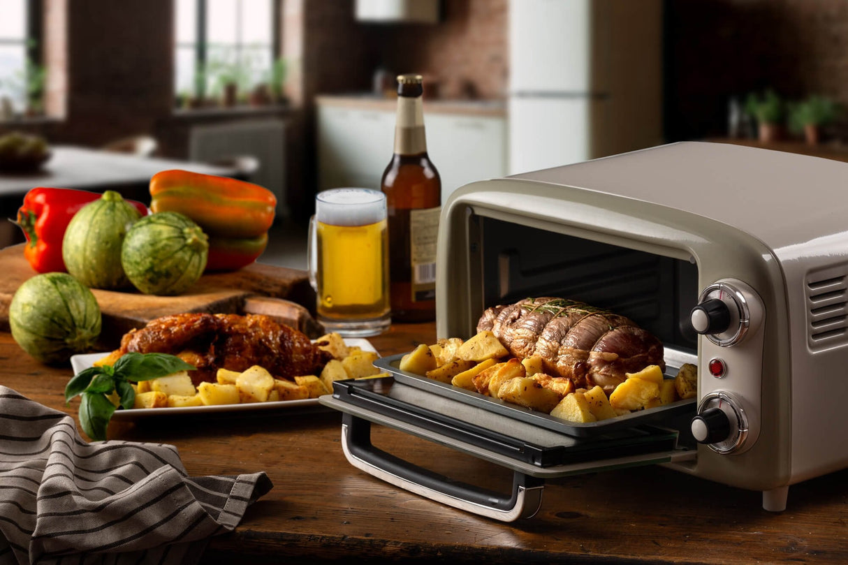 Ariete Mini-Backofen Vintage Beige (Blanco/Hellverde, 800 Watt, 10 Liter) 3919cr