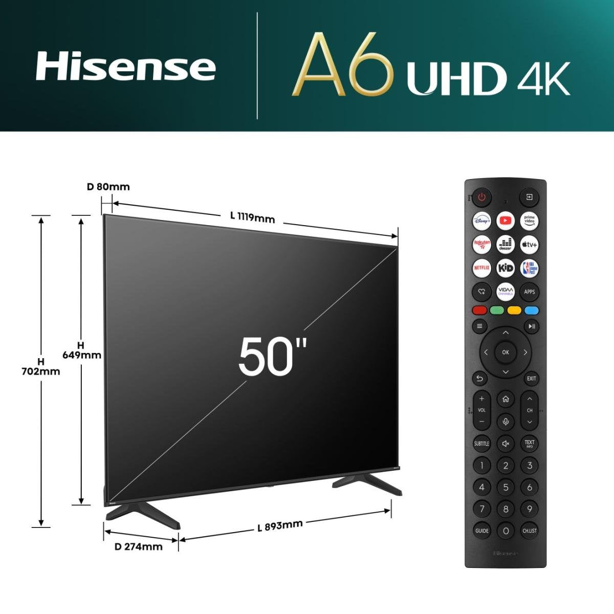 EAN 6942351406220 - Hisense 50E6NT 127 cm (50") 4K Ultra HD Smart TV Wifi Negro 300 cd / m² imagen 2