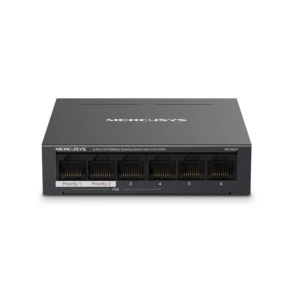 EAN 6957939001148 - Mercusys MS106LP switch Gestionado Fast Ethernet (10/100) Energía sobre Ethernet (PoE) Negro imagen 1