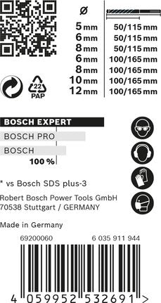 Bosch Juego De Taladro Percutor Expert Sds-Plus-7x, 7 Piezas 2608900195