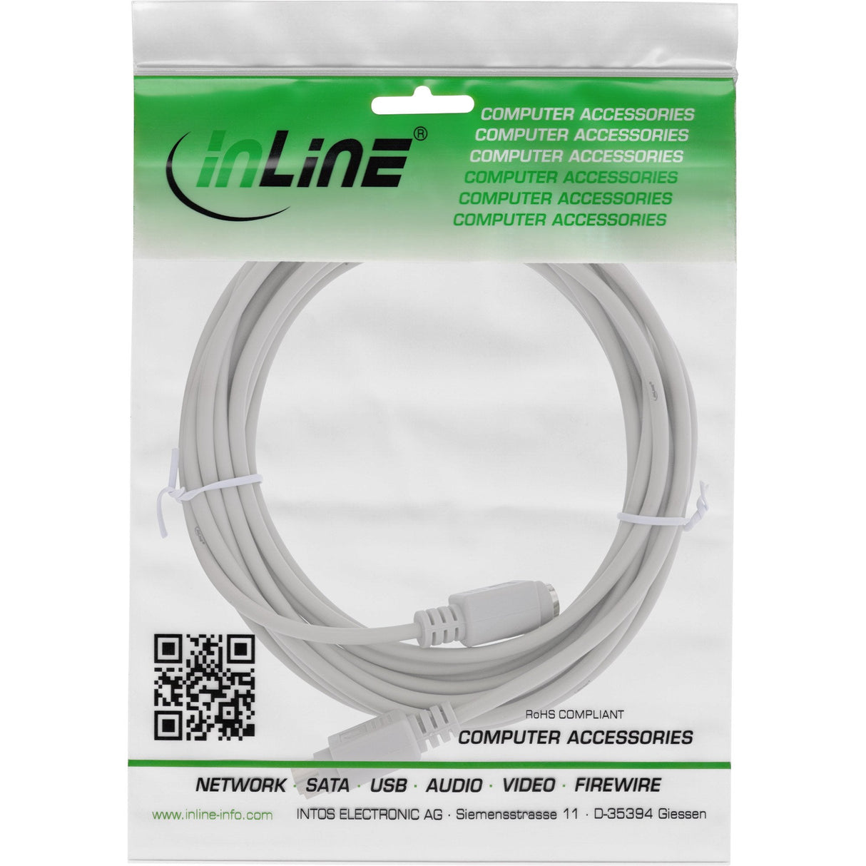 Extensión De Cable Inline Ps/2 Macho A Hembra Gris 5m