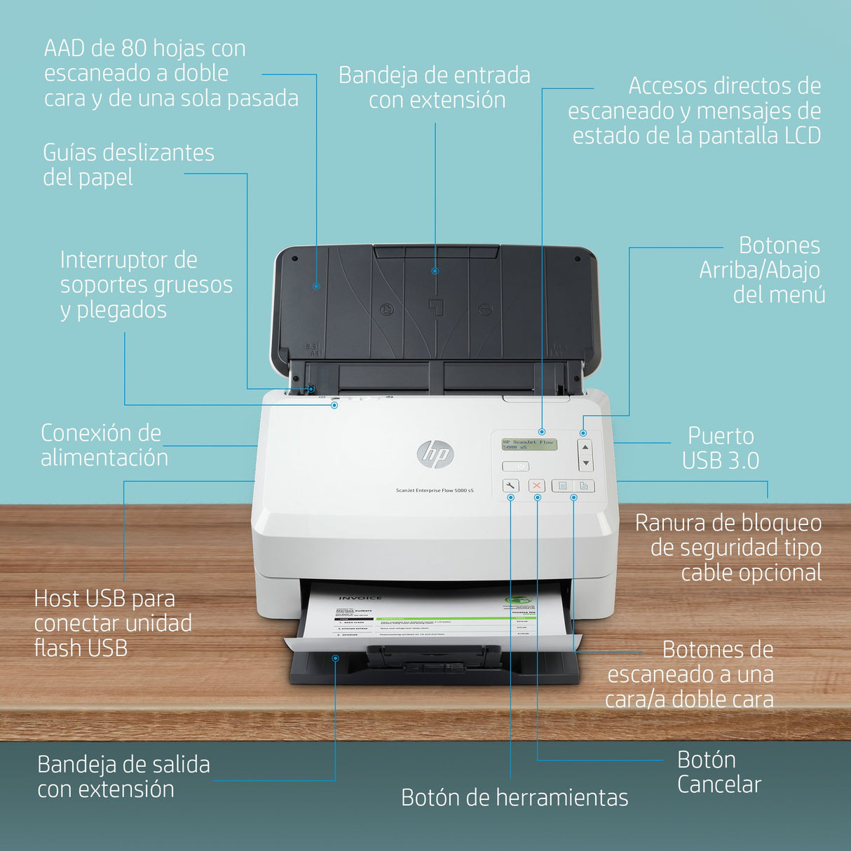 EAN 0193905029969 - HP ScanJet Enterprise Flow 5000 s5 Escáner alimentado con hojas 600 x 600 DPI A4 Blanco imagen 4