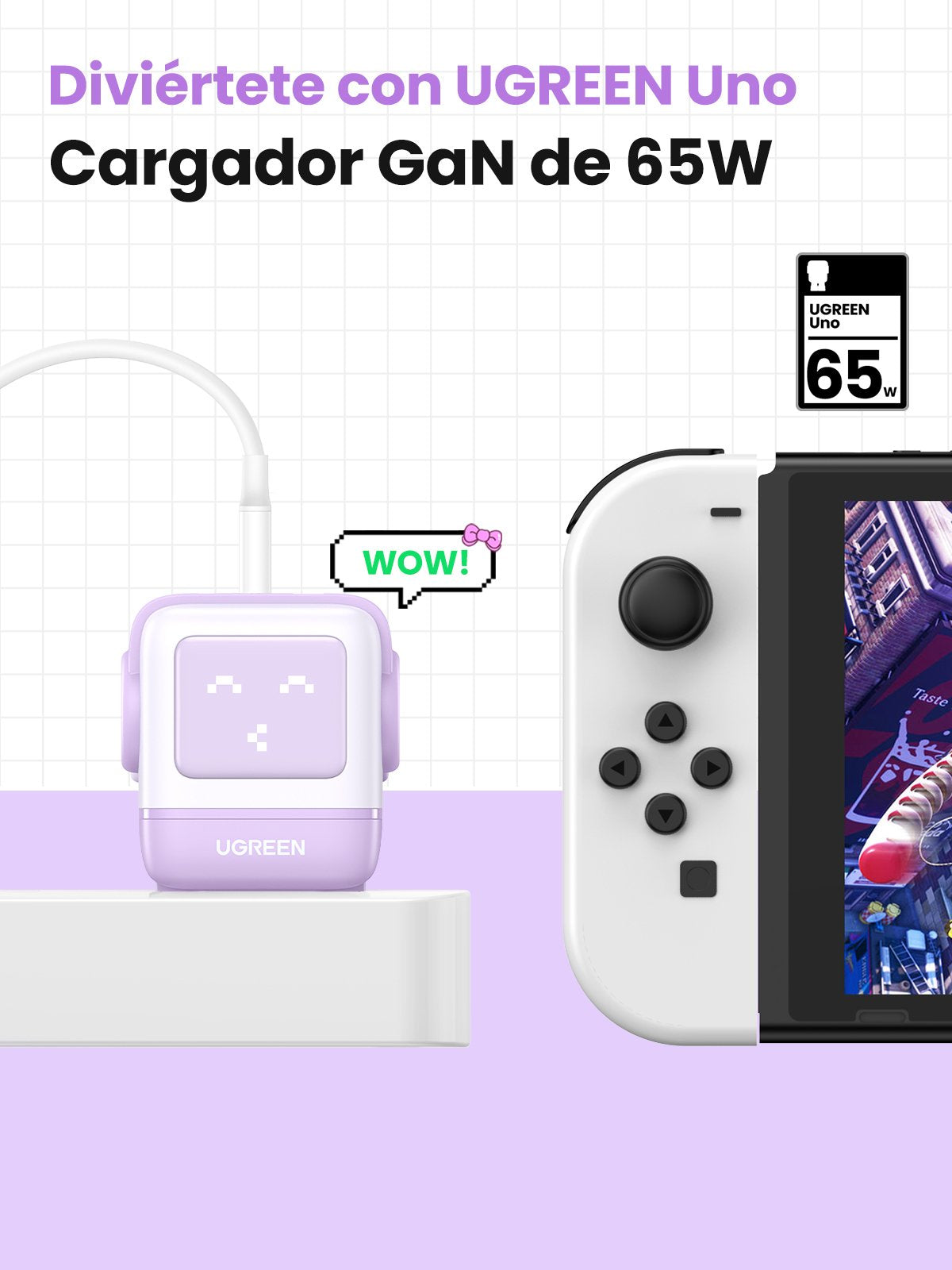Cargador Ugreen Usb-A+2*Usb-C 65w Gan Fast