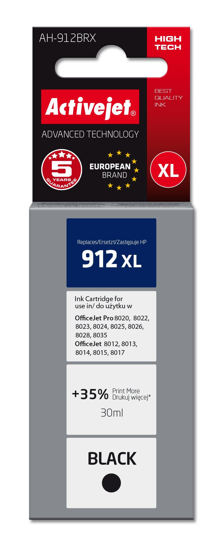 EAN 5901443119630 - Activejet Tusz AH-912BRX (zamiennik HP 912XL 3YL84AE; Premium; 1100 stron; czarny) cartucho de tinta 1 pi imagen 1
