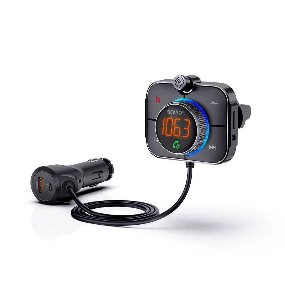 EAN 5901986047810 - Savio TR-14 Transmiter FM z Bluetooth i ładowarką PD 87,6 - 107,9 MHz Bluetooth/USB Negro imagen 1