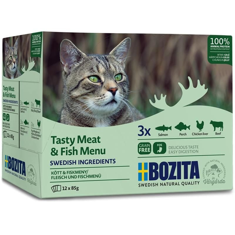 Bozita Tasty Meat & Fish Menu In Jelly - Comida Húmeda Para Gatos - 12 X 85g