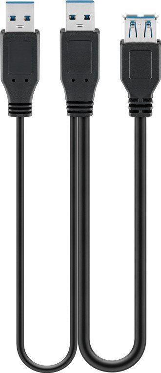 Goobay Usb 3.0, 0.3 M Cable Usb Usb 3.2 Gen 1 (3.1 Gen 1) 0,3 M Usb A 2 X Usb A Negro