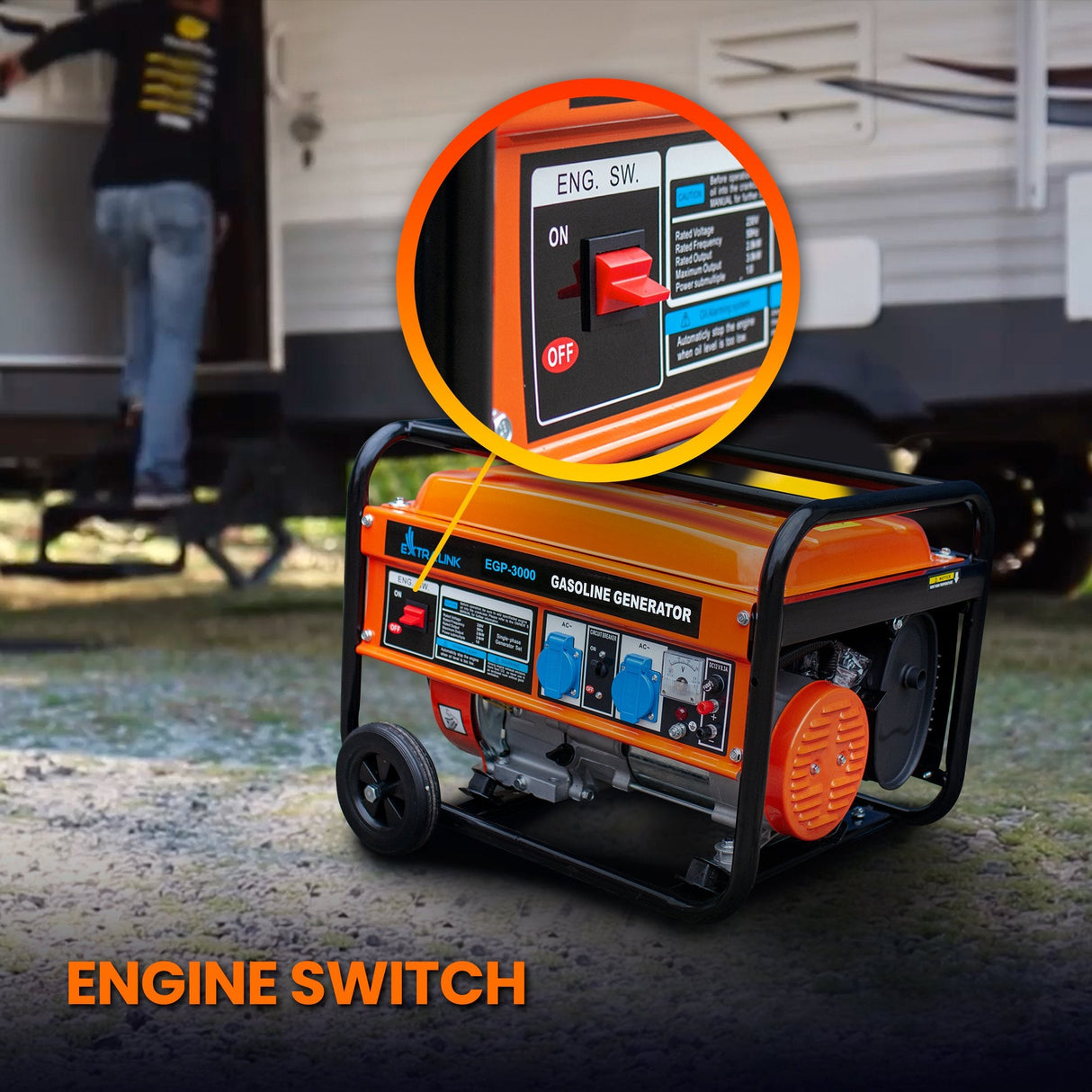 Extralink Ex.30349 Motor-Generador 2800 W 15 L Gasolina Negro, Naranja