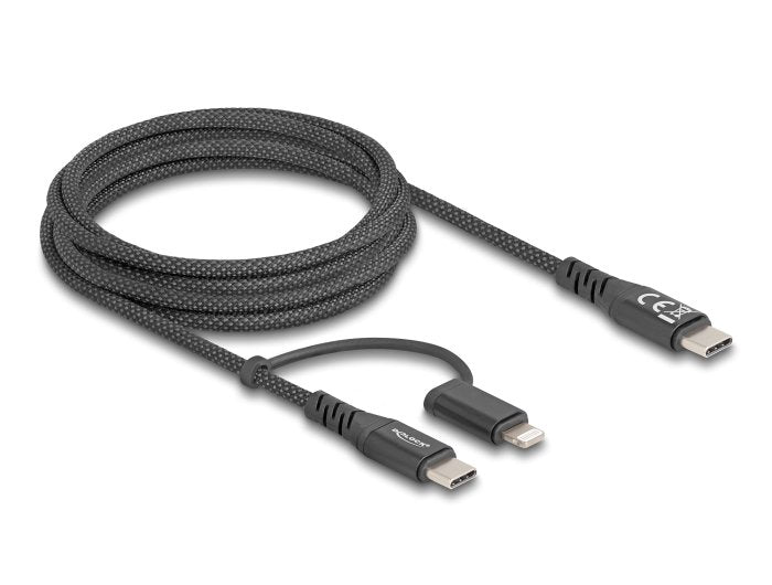 Delock Cable Usb 2 En 1 Usb Type-C A Usb Type-C / Lightning Para Iphone Y Ipad 2 M Mfi 60 W